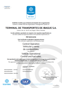 El Terminal de Transportes de Ibagué se Certifica en Normas Icontec ISO 9001:2015 y 45001:2018